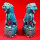 Chinese Blue Porcelain Foo Dog Statues Foo Dogs photo 2