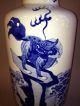 Antique Chinese Porcelain Blue White Vase Kangxi Mark Drilled 19th Century Vases photo 3
