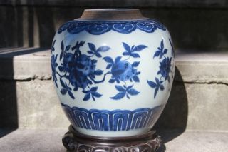 Antique 18th Chinese Blue White Jar Qianlong Period Many Peaches photo