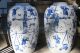 Pr Antique 19th Chinese Blue White Jars And Drilled As Lamp Bases Vases photo 1