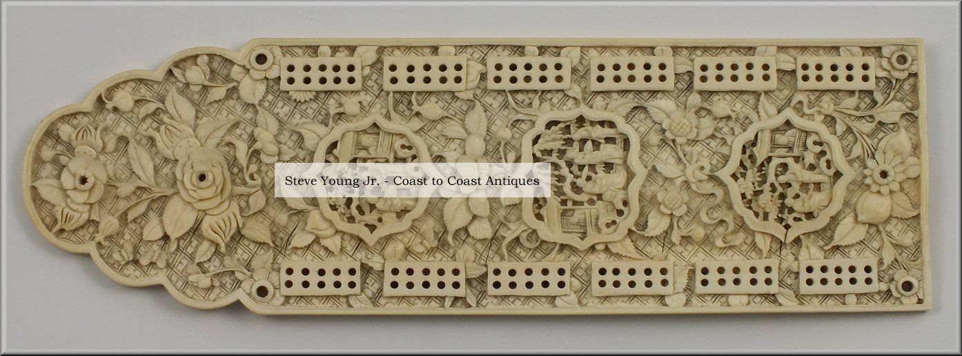 19th C Chinese Carved Ox Bone Cribbage Board W/ Character Scenes Other photo