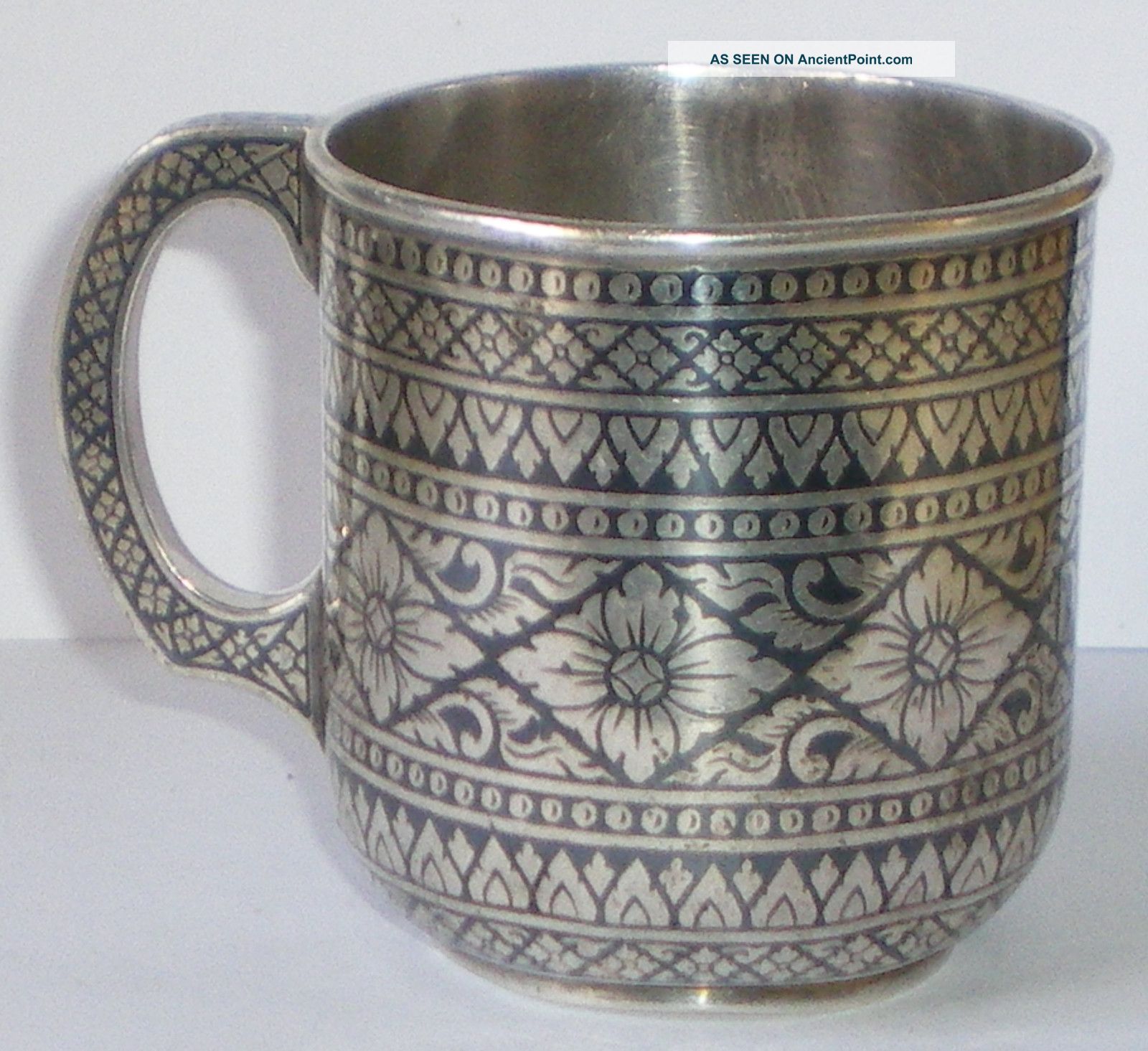 Solid Silver Niello Enamel Siam Thai Cristenting Cup F Margrett Not Scrap 154 G Cups & Goblets photo