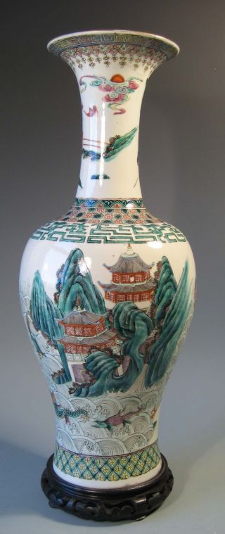 Fine Old China Chinese Famille Verte Figural Decoration Vase Ca.  20th Century photo