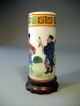 China Chinese Famille Verte Figural Pottery Miniature Hat Vase Ca.  20th Century Vases photo 3
