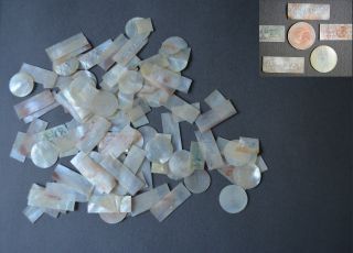 Many 19th C.  Chinese Mahjong Game Chips Counters Carved Mother Of Pearl photo