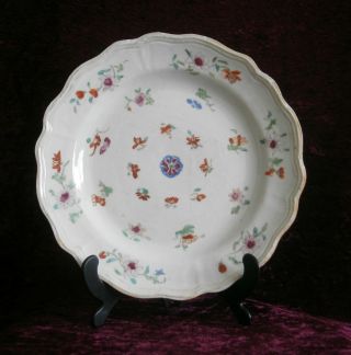 Good Antique Chinese Famille Rose 18thc Porcelain Silver Shape Dish - photo