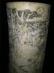 Large Japanese/chinese Carved Faux Ivory Scenic Tusk Vase Meiji Period Vases photo 3