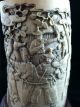 Large Japanese/chinese Carved Faux Ivory Scenic Tusk Vase Meiji Period Vases photo 8