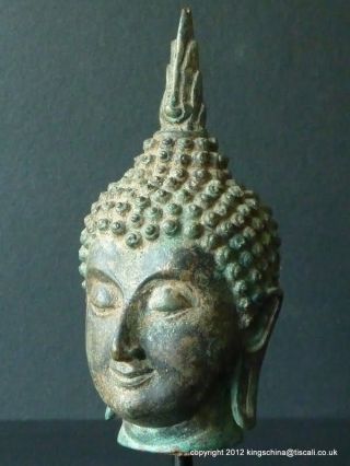 Nr Antique 18th Century Sino Tibetan Buddha Bronze Head Bust Chinese photo