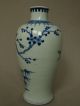Antique Chinese Blue & White Peacock Vase Kangxi Six Character Mark 19th Century Vases photo 2