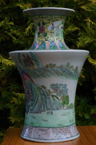 Rare Antique Chinese 19thc Handpainted Famille Vert Vase - With Mark photo