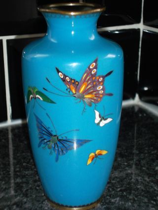 Vintage Japanese Cloisonne Vase With Butterflies photo
