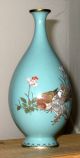 Old Japanese Cloisonne Vase - Gonda Hirosuke Plaque With Pigeons - Specimen Vase Vases photo 2