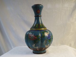Antique Chinese Cloisonne Enamel Brass Design Six Sides Vase photo