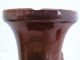 Antique Or Vintage Chinese Mirror Brown Spot Glazed Vase With Wood Stand (8.  5 
