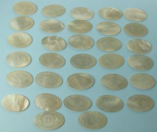 Antique Chinese Mother Of Pearl Oval Game Counters C.  1800s (32pcs) photo