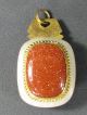 Antique Chinese White Jade & Goldstone Pendant Made From Belt Buckle 19thc Necklaces & Pendants photo 1