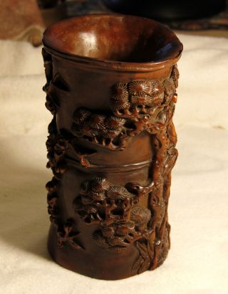 Boxwood Carving Brushpot photo
