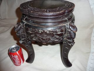 Antique Chinese Woodern Vase Stand Hand Carved Stunning A/f L@@k photo