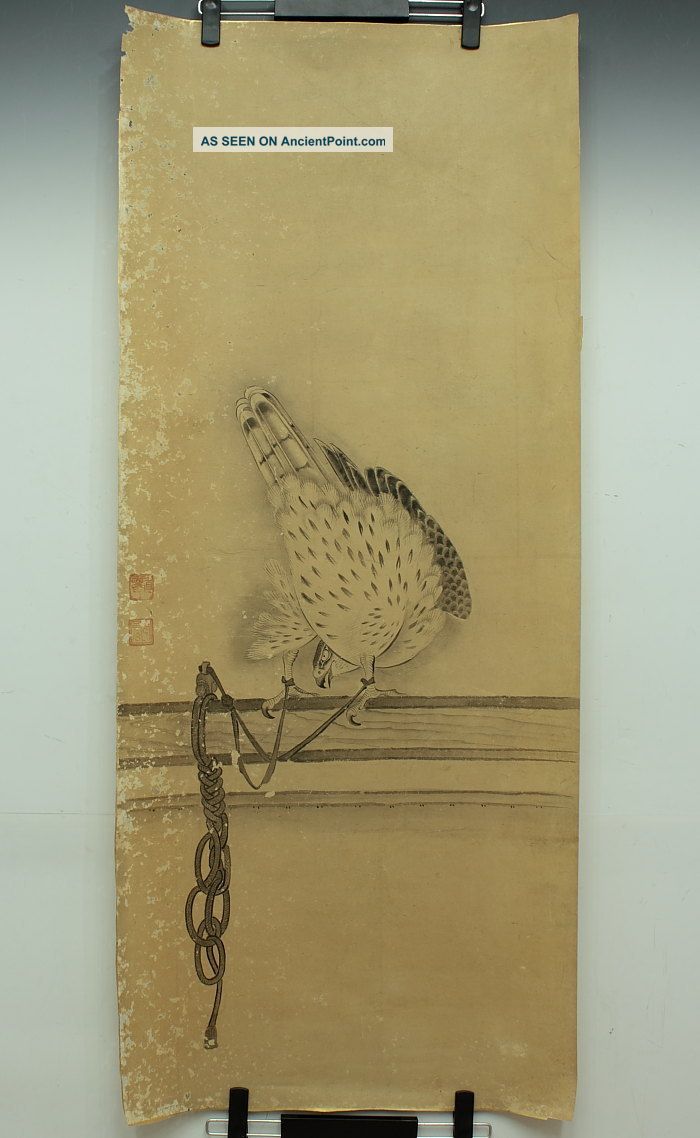 Jiku889 Jf Japan Makuri Scroll Soga Chokuan Hawk Paintings & Scrolls photo