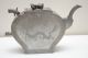Early 20thc Chinese Antique Pewter Teapot Set Detail Carved Dragon Jade Handle Other photo 2