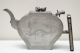 Early 20thc Chinese Antique Pewter Teapot Set Detail Carved Dragon Jade Handle Other photo 5