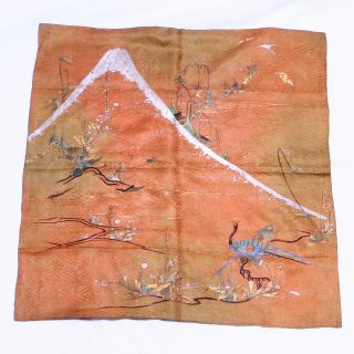 Fukusa Silk Textile Of The Mount Fuji And Birds photo