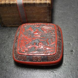 F367: Chinese Tsuishu Lacquer Style Incense Case Or Vermilion Case With Box photo