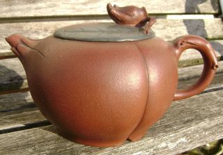 Antique Chinese Yixing Redware Teapot Signed Modelling photo