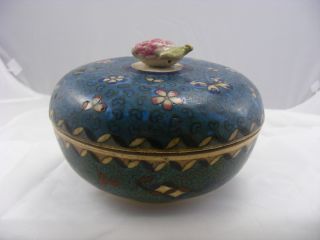 Antique Chinese Japanese Cloisonne Enamel Lidded Fruit Dish Bowl Pot Porcelain photo