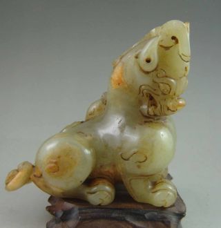 375g Antique Chinese Hetian Jade Carved Lucky Beast And Beast Carving photo
