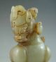 375g Antique Chinese Hetian Jade Carved Lucky Beast And Beast Carving Other photo 6