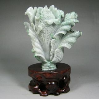 Natural Burma Jadeite Jade Statue - Fortune Cabbage photo