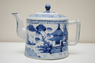 19thc Chinese Antique Porcelain Blue And White Teapot photo