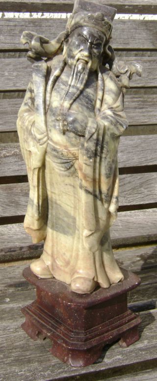 Large Antique Chinese Soapstone Deity Immortal Figure Statue photo