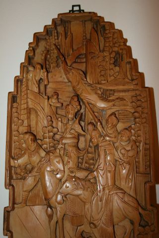 Old Chinese Wooden Carving Panel photo