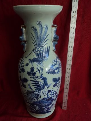 Large Antique 19thc Chinese Qing Dynasty Imperial Blue & White Vase photo
