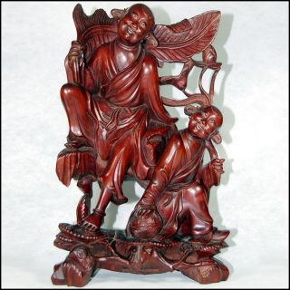 A Large & Fine Chinese Wood Carving Of He He Er Xian photo