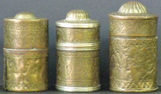 Antique Islamic Brass Epigraphic Spice Snuff Box Or Casket Indo - Persian Asian photo