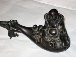 Old Unusual Chinese Bronze Incense Burner W/ Buddha & More photo