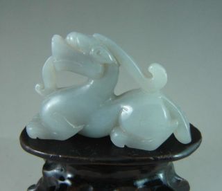 Fine Chinese Hetian Gray White Jade Dragon Carving photo