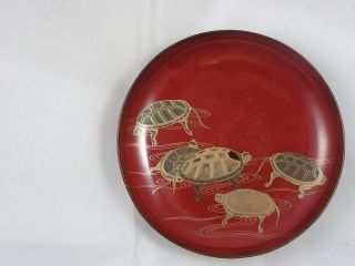 Antique Japanese Lacquer Sake Cup With Turtles 1900 - 15 Handpainted Nr 2729 photo