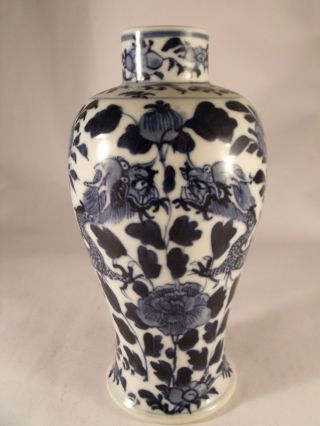 A Good C19th Chinese Porcelain Vase Painted In Blue - One Of Pair photo