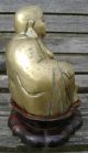 Antique Qing Chinese Bronze Buddha Buddah On Wood Stand Buddha photo 3