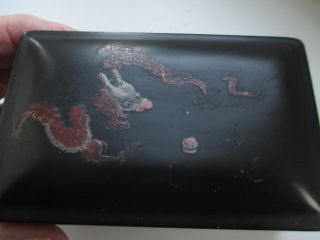 K.  K.  C.  K Foochow Chinese Lacquer Box With Red Dragon photo
