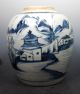 Chinese Antique Blue And White B & W Village Fishing Scene Porcelain Jar Vase Vases photo 1