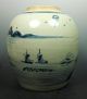 Chinese Antique Blue And White B & W Village Fishing Scene Porcelain Jar Vase Vases photo 3