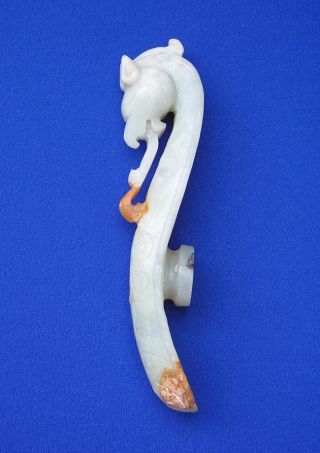Fine Antique Chinese Qing Dynasty Carved White Nephrite Jade Dragon Belt Hook photo