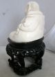 Antique Chinese Blanc De Chine Hotei Buddha On Custom Wood Stand (6.  8 