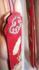 Antique Chinese Red Silk Peony Flower Applique Fan Case Holder Purse Bag Robes & Textiles photo 1